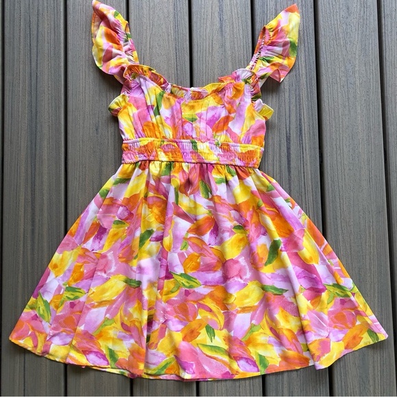 Blu Pepper Colorful Floral Ruffled Pull Over Dress Size M - Picture 6 of 10